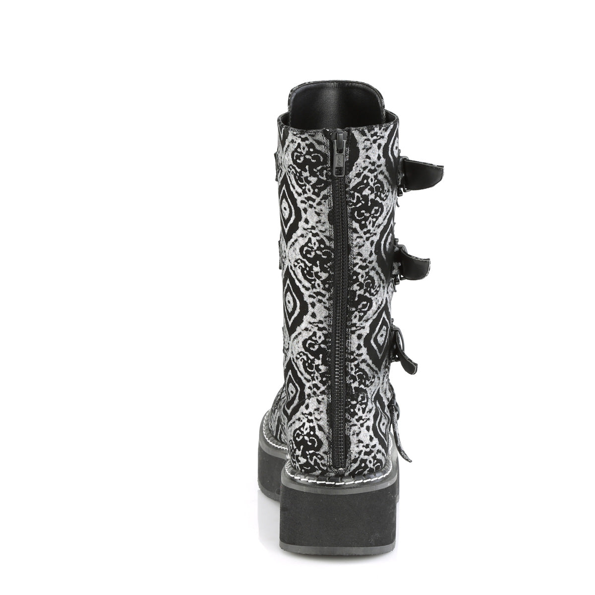 Demonia Cult Sale - "Emily-322" Boots - Black-Silver Faux Nubuck Leather