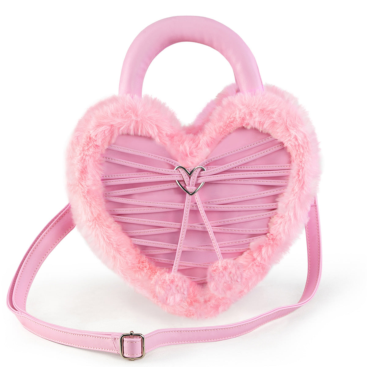 Demonia Cult Trending - Faux Fur Heart-Shaped Purse