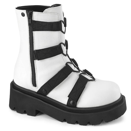 Demonia Cult Recommended - "Renegade-50" Boots - White Vegan Leather-Nylon