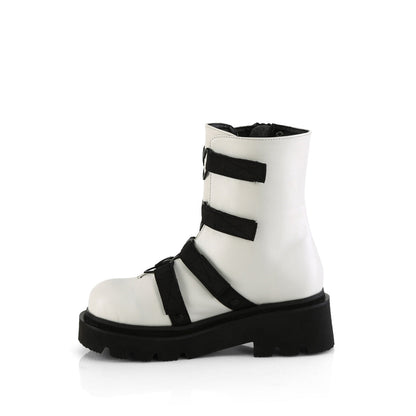 Demonia Cult Recommended - "Renegade-50" Boots - White Vegan Leather-Nylon