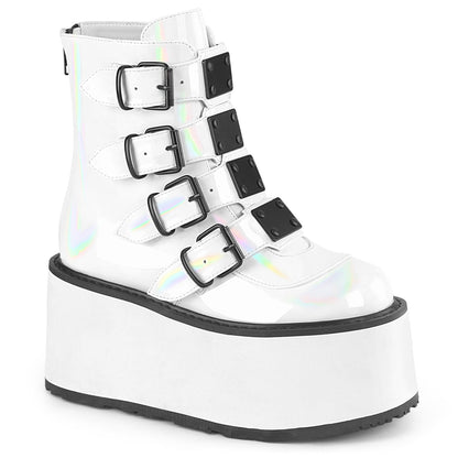 Demonia Cult Everyday - "Damned-105" Boots - White Holo Patent
