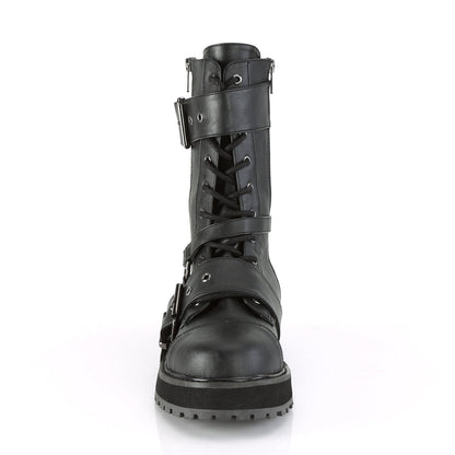 Demonia Cult Trending - "Valor-220" Platforms - Black Vegan Leather