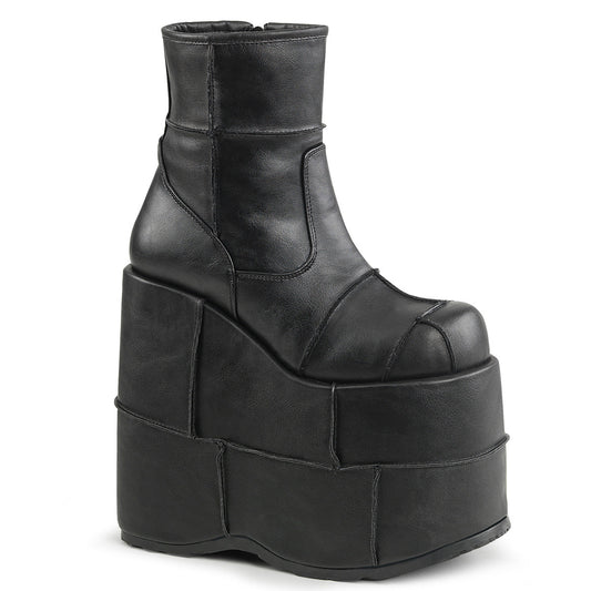 Demonia Cult Discount - "Stack-201" Boots - Black Vegan Leather