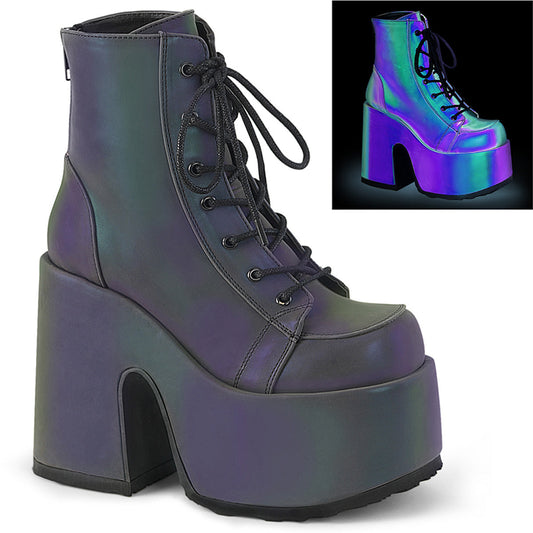 Demonia Cult Hot Sale - "Camel-203" Boots - Green Multi Reflective