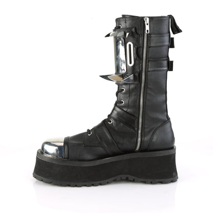 Demonia Cult Quality - "Gravedigger-250" Boots - Black Vegan Leather