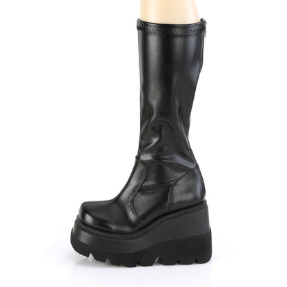 Demonia Cult Trending - "Shaker-65" Boots - Black Stretch Vegan Leather