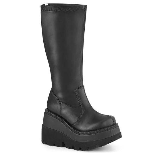 Demonia Cult Quality - "Shaker-65WC" Boots - Black Stretch Vegan Leather