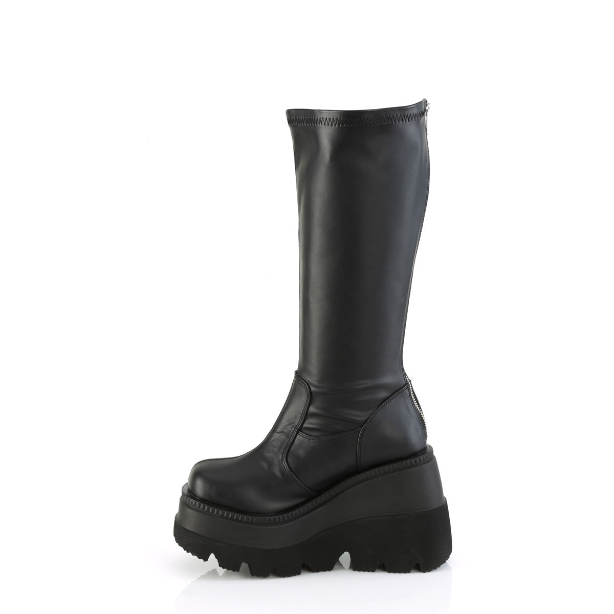 Demonia Cult Quality - "Shaker-65WC" Boots - Black Stretch Vegan Leather