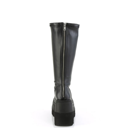 Demonia Cult Quality - "Shaker-65WC" Boots - Black Stretch Vegan Leather
