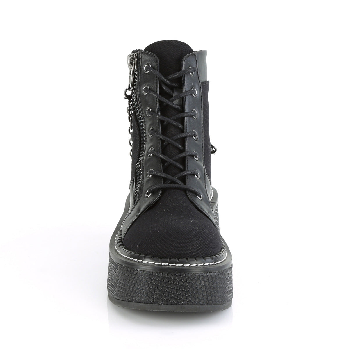 Demonia Cult Discount - "Emily-114" Boots - Black Canvas-Vegan Leather