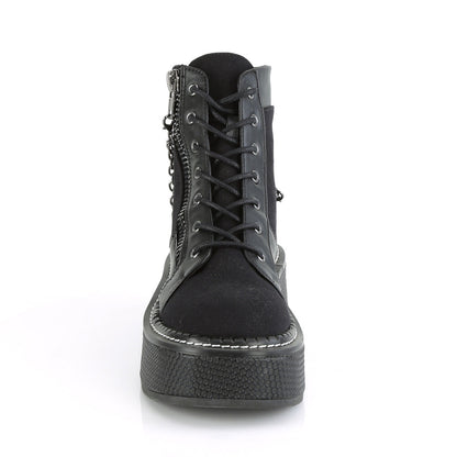 Demonia Cult Discount - "Emily-114" Boots - Black Canvas-Vegan Leather