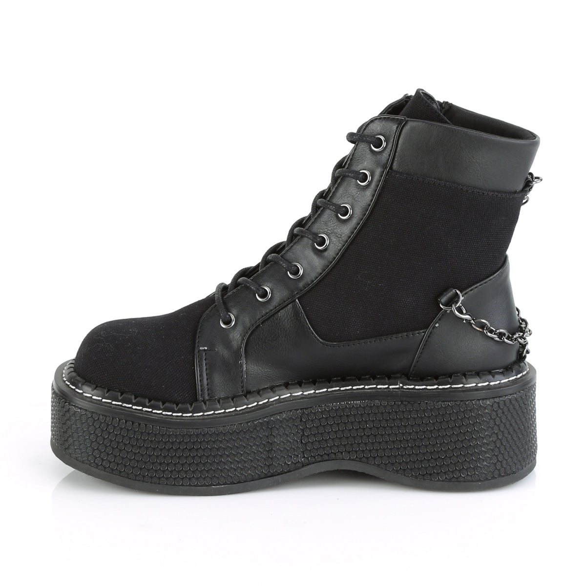 Demonia Cult Discount - "Emily-114" Boots - Black Canvas-Vegan Leather