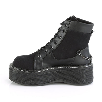 Demonia Cult Discount - "Emily-114" Boots - Black Canvas-Vegan Leather