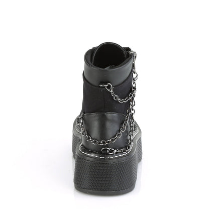 Demonia Cult Discount - "Emily-114" Boots - Black Canvas-Vegan Leather