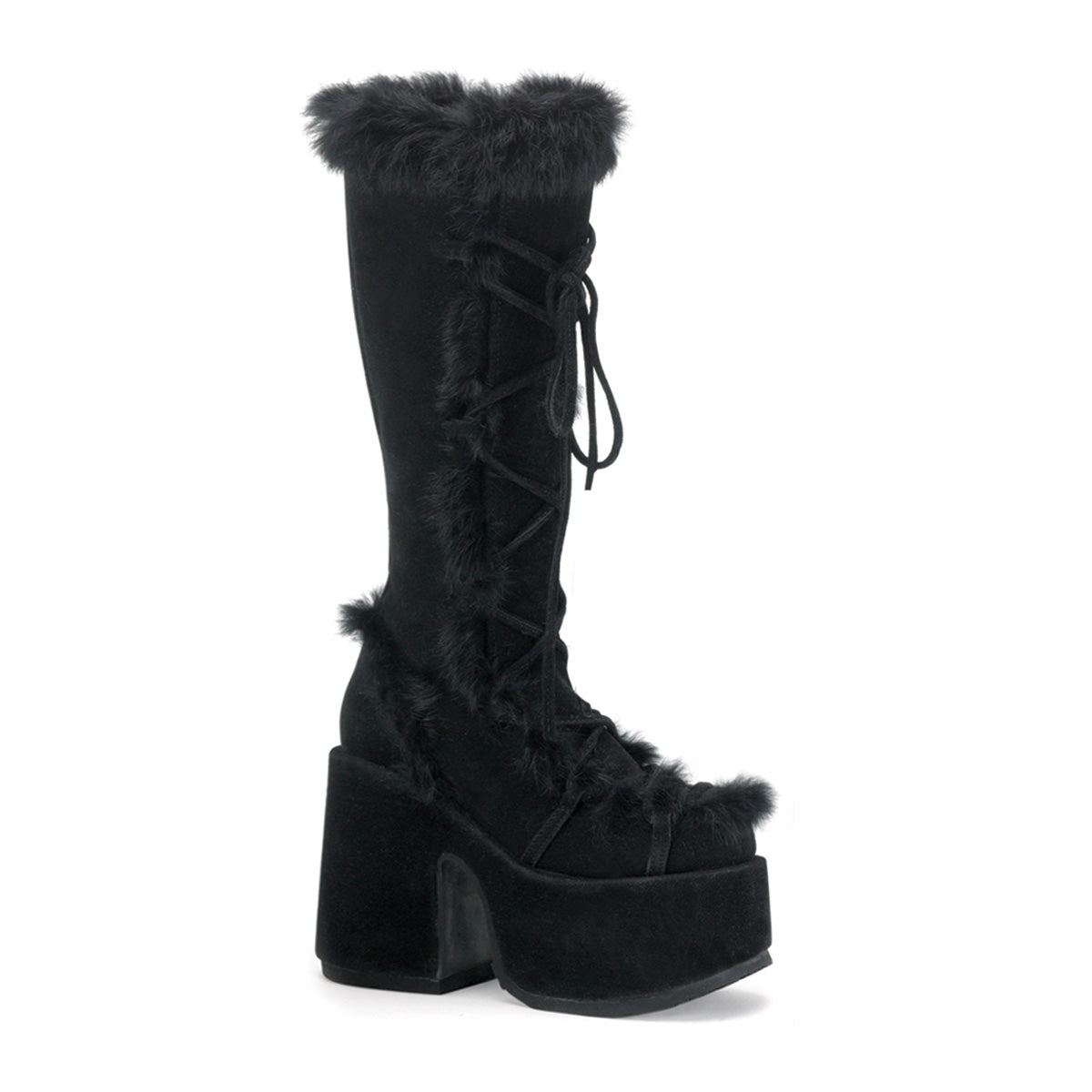 Demonia Cult Popular - "Camel-311" Boots - Black Vegan Suede