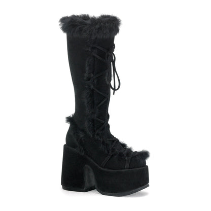 Demonia Cult Popular - "Camel-311" Boots - Black Vegan Suede