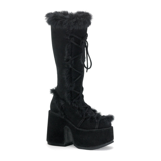Demonia Cult Popular - "Camel-311" Boots - Black Vegan Suede