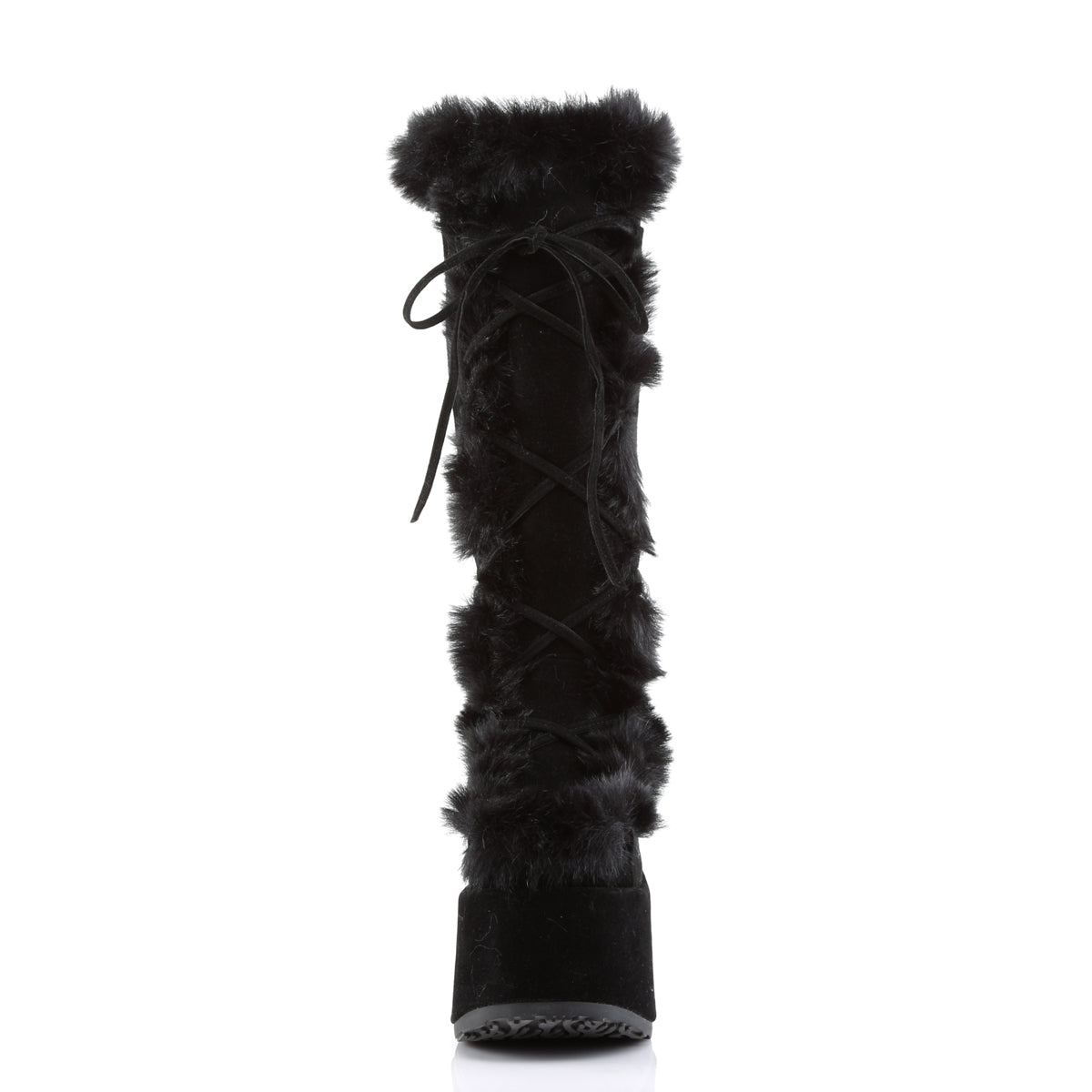 Demonia Cult Popular - "Camel-311" Boots - Black Vegan Suede