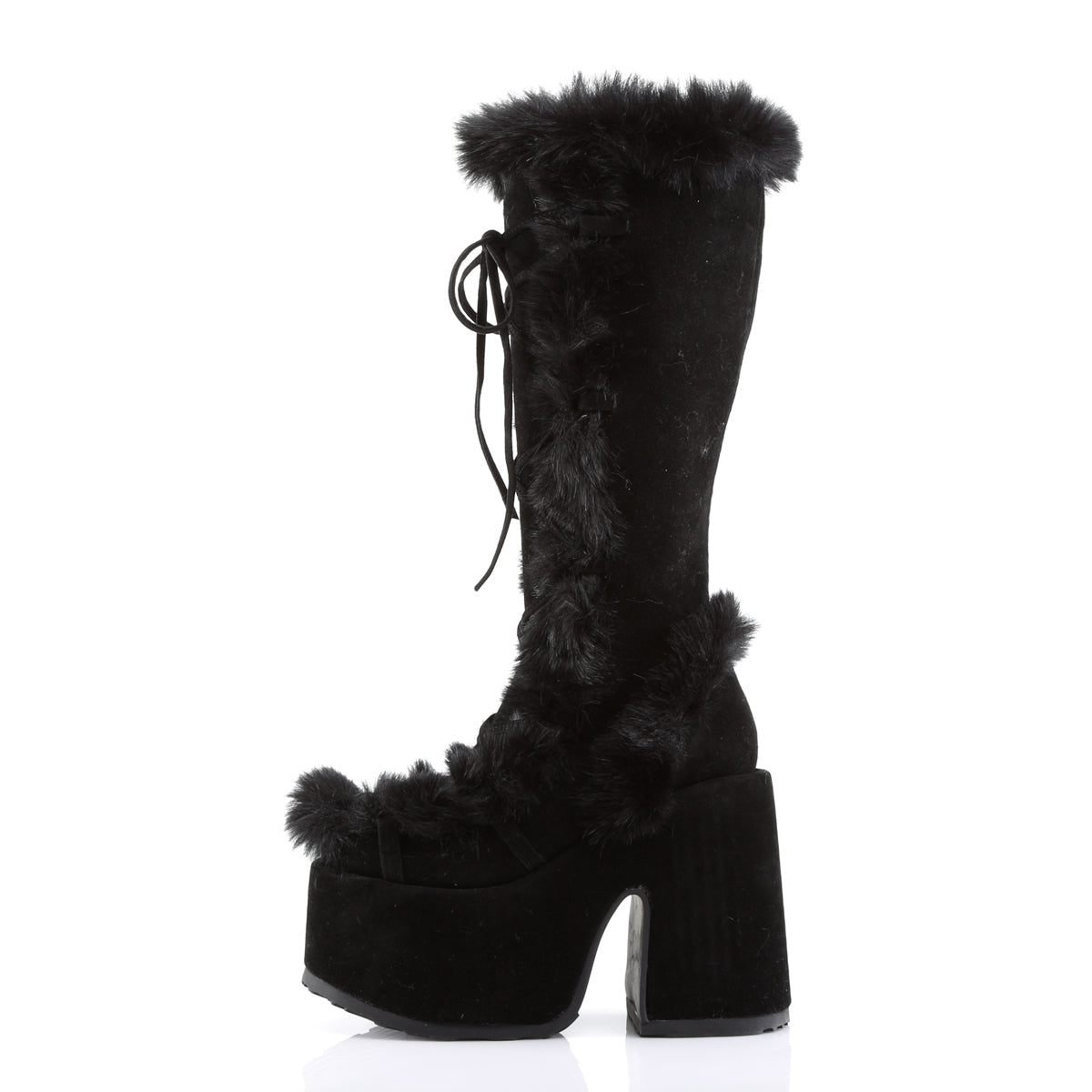 Demonia Cult Popular - "Camel-311" Boots - Black Vegan Suede
