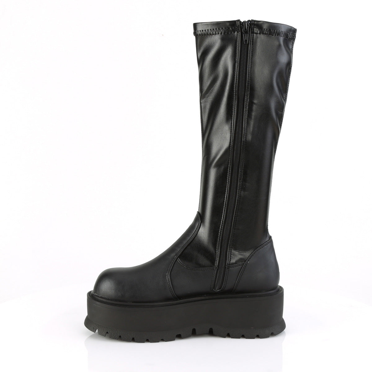 Demonia Cult Discount - "Slacker-200" Boots - Black Stretch Vegan Leather
