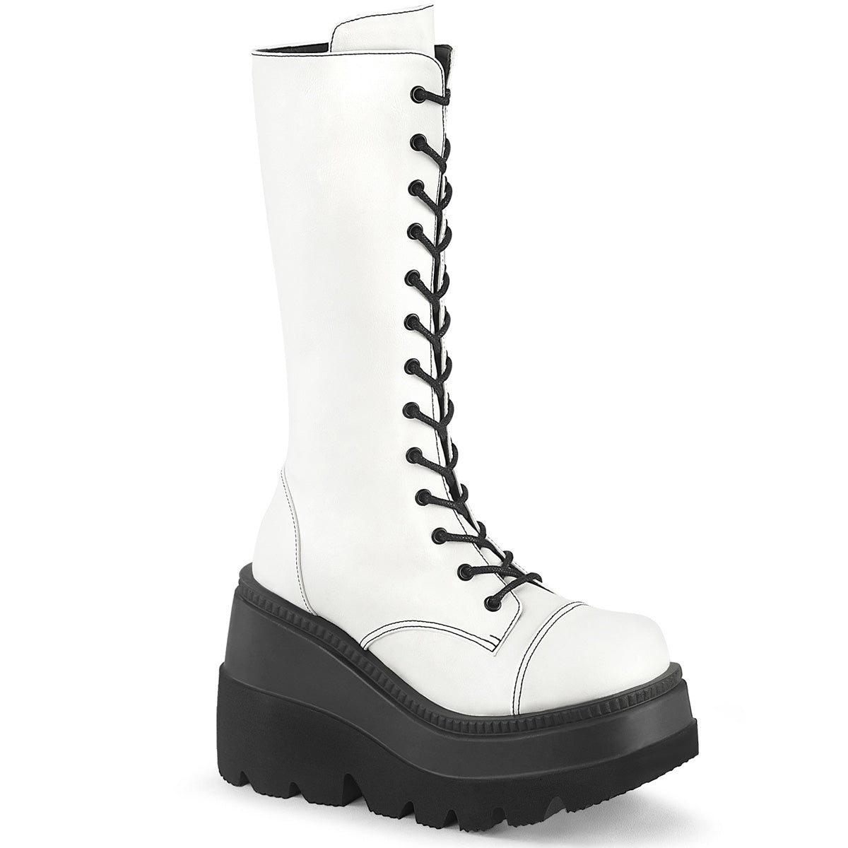 Demonia Cult Trusted - "Shaker-72" Boots - White Vegan Leather