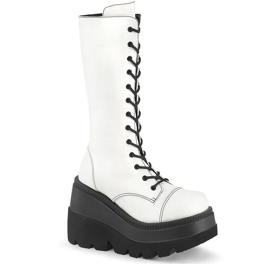 Demonia Cult Trusted - "Shaker-72" Boots - White Vegan Leather