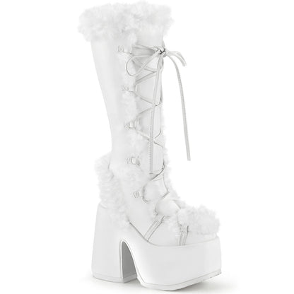 Demonia Cult Discount - "Camel-311" Boots - White Vegan Leather