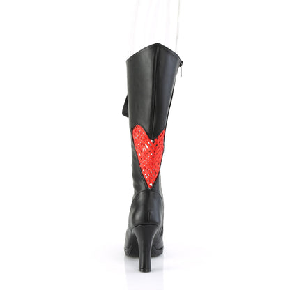 Demonia Cult Featured - "Glam-243" Boots - Black Vegan Leather- Red Satin