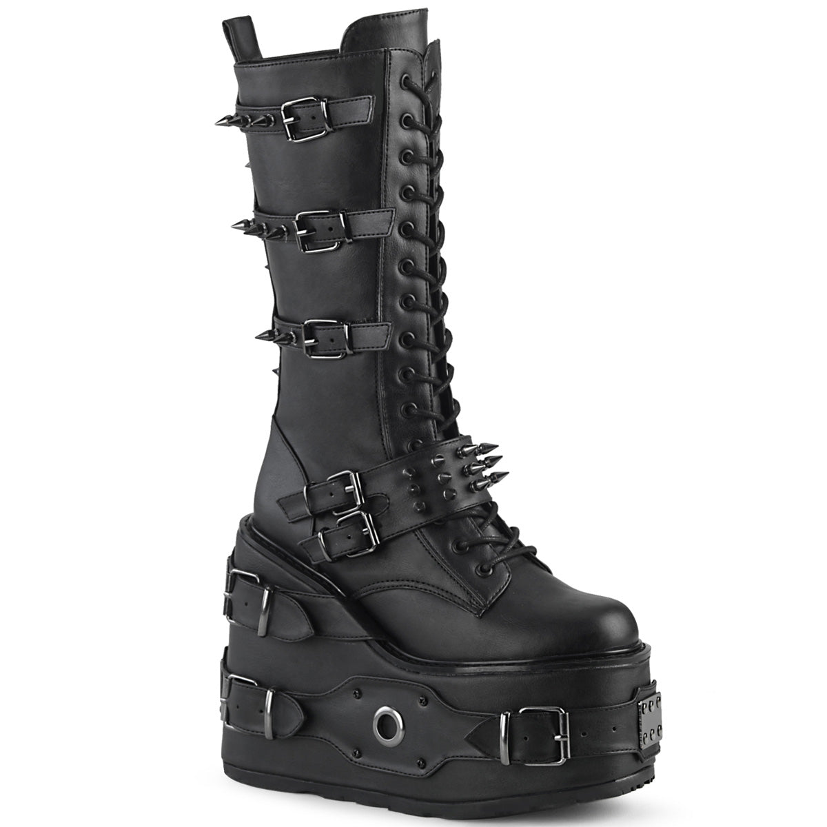 Demonia Cult Trending - "Swing-327" Boots - Black Vegan Leather