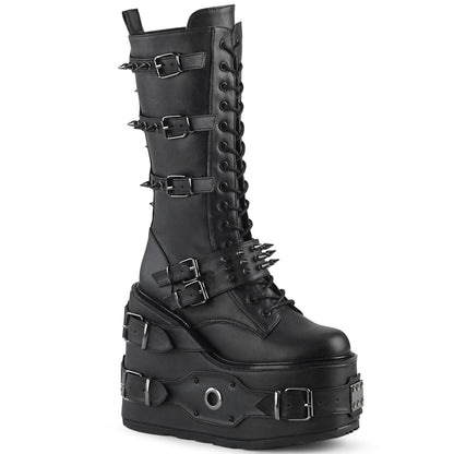Demonia Cult Trending - "Swing-327" Boots - Black Vegan Leather