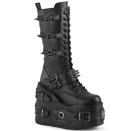 Demonia Cult Trending - "Swing-327" Boots - Black Vegan Leather
