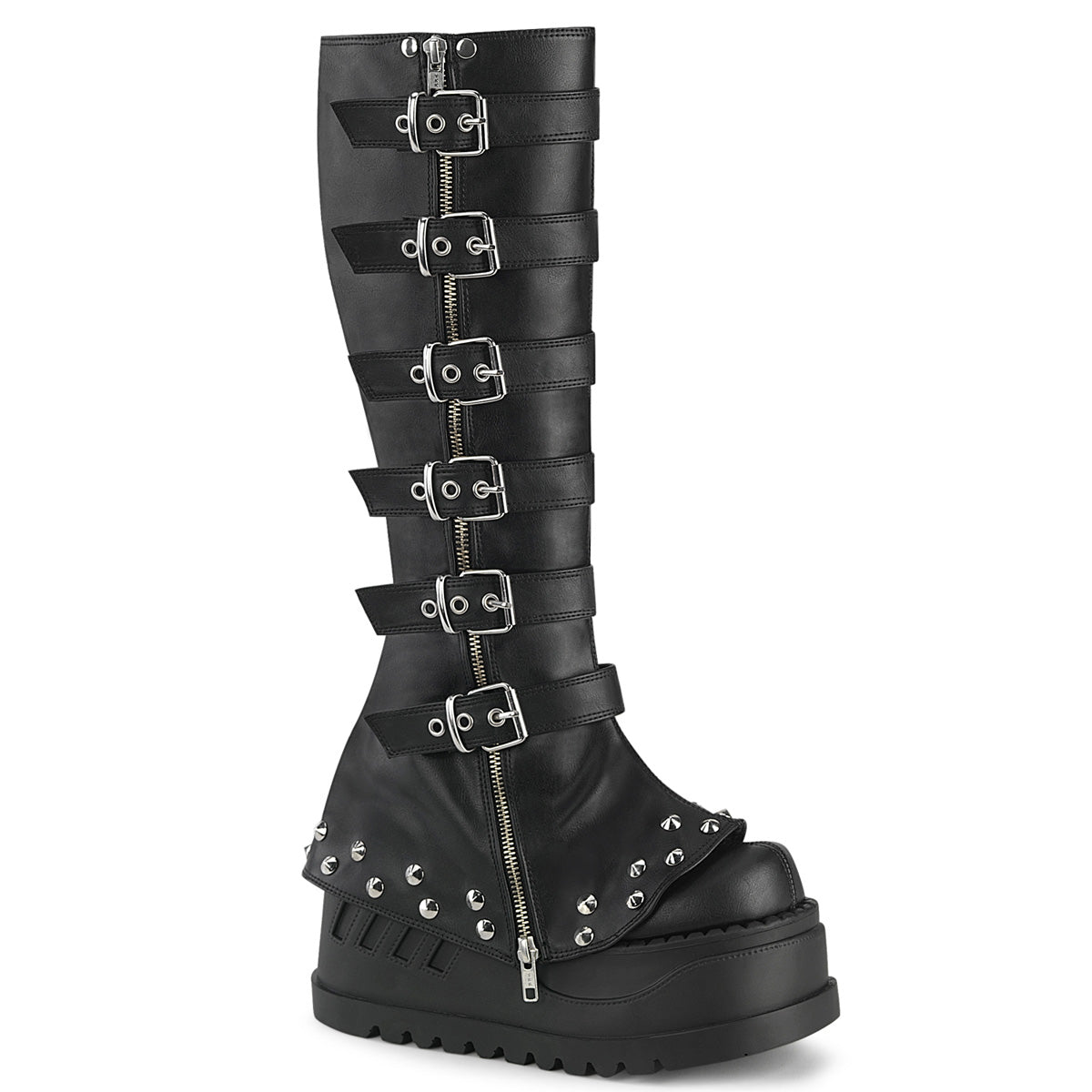 Demonia Cult Top Pick - "Stomp-223" Boots - Black Vegan Leather