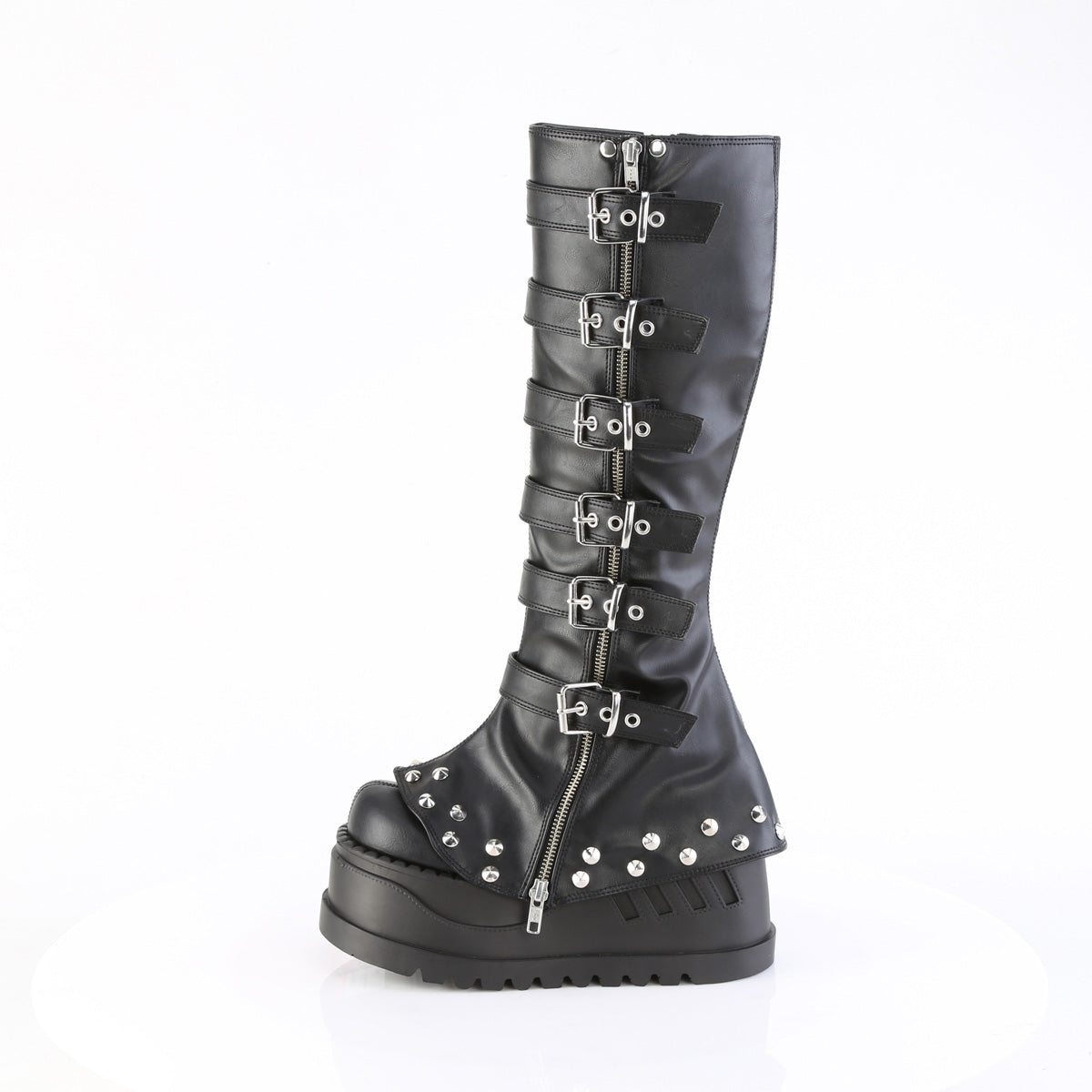 Demonia Cult Top Pick - "Stomp-223" Boots - Black Vegan Leather