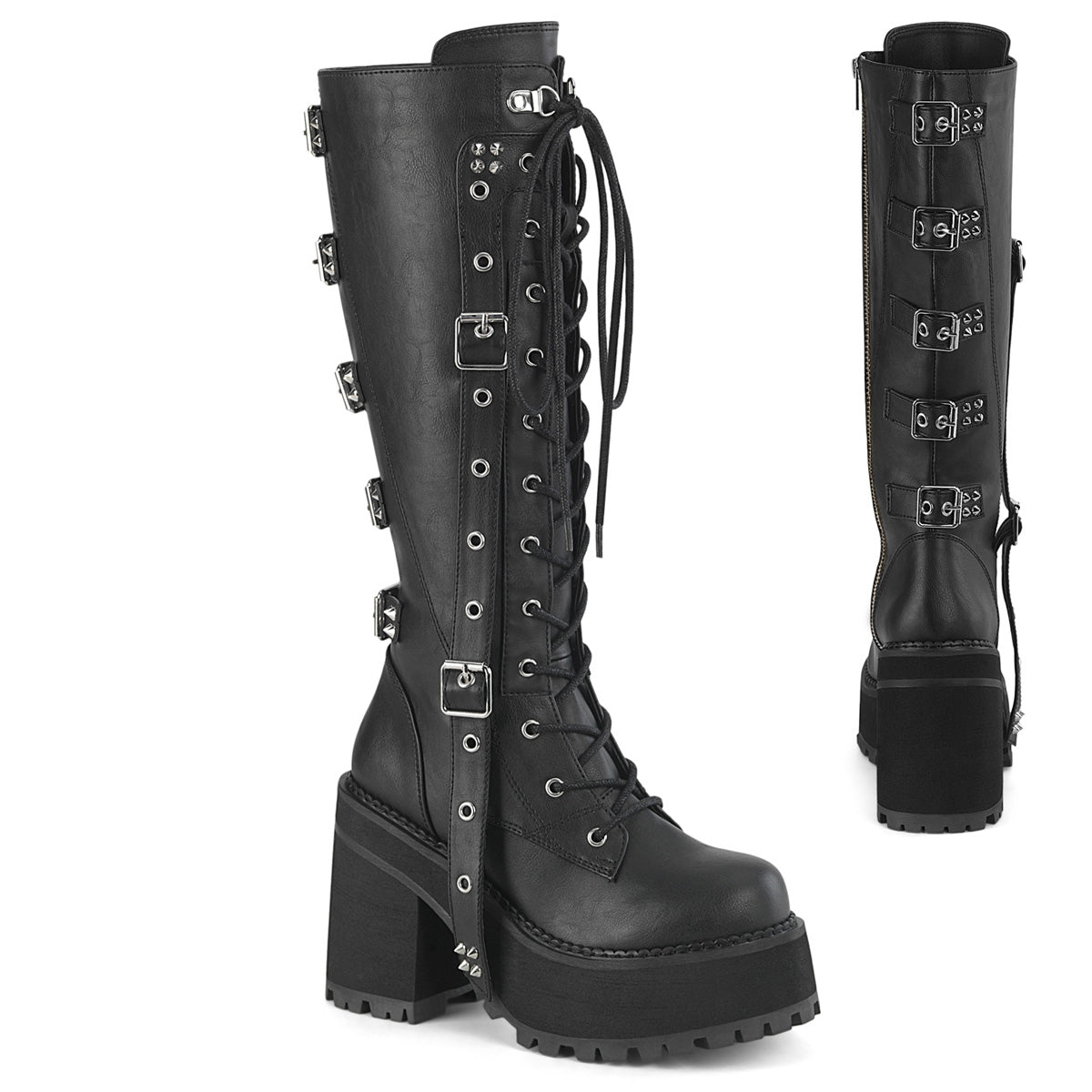 Demonia Cult Hot Sale - "Assault-218" Boots - Black Vegan Leather