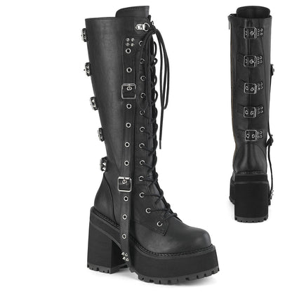 Demonia Cult Hot Sale - "Assault-218" Boots - Black Vegan Leather