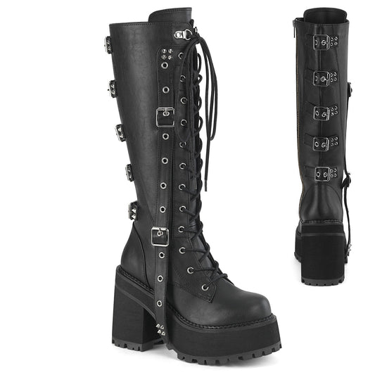 Demonia Cult Hot Sale - "Assault-218" Boots - Black Vegan Leather
