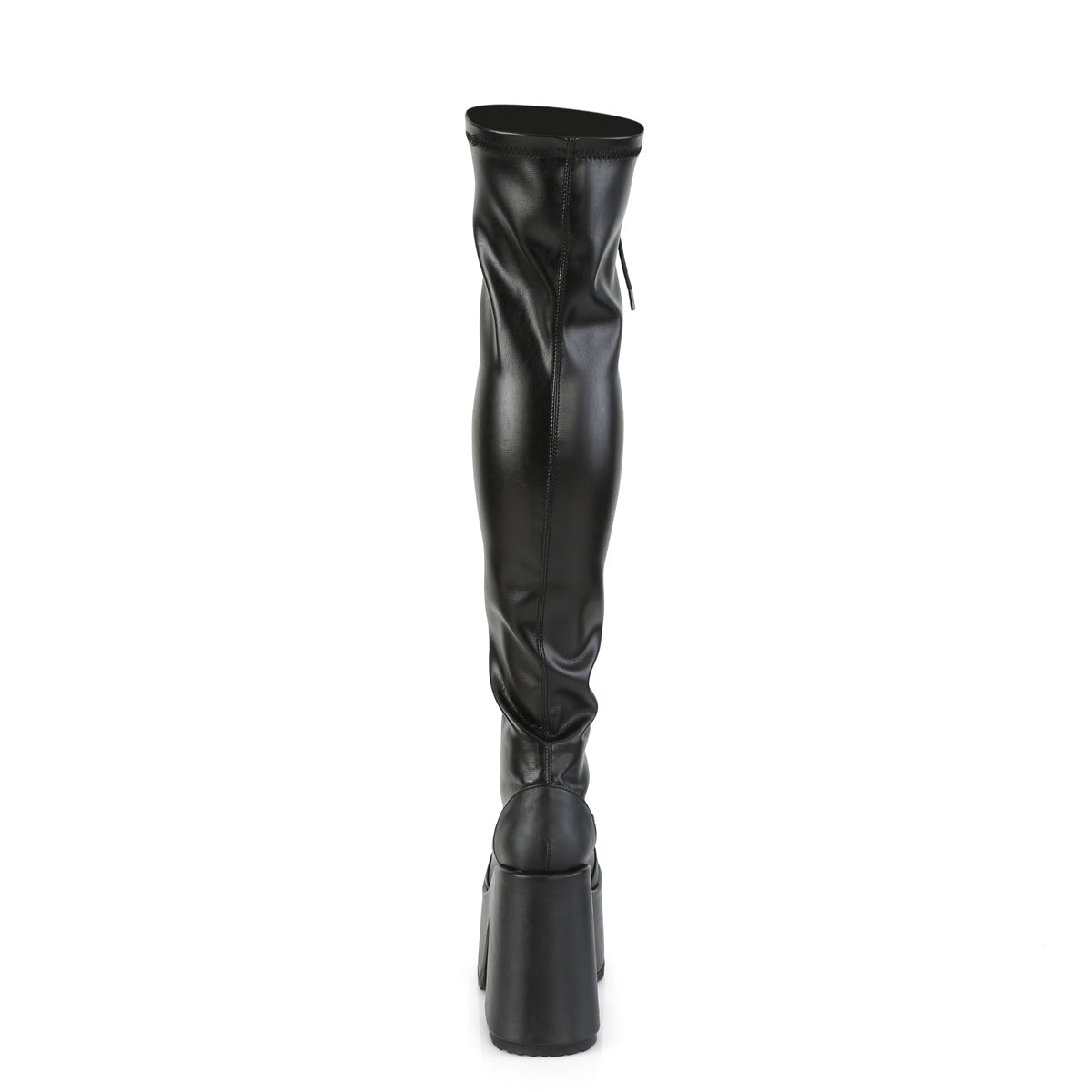 Demonia Cult Discount - "Camel-300" Boots - Black Stretch Vegan Leather