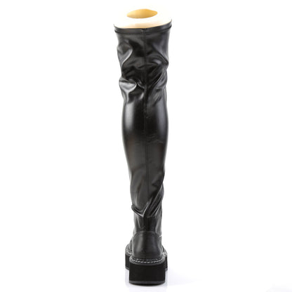 Demonia Cult Classic - "Emily-375" Boots - Black Stretch Vegan Leather