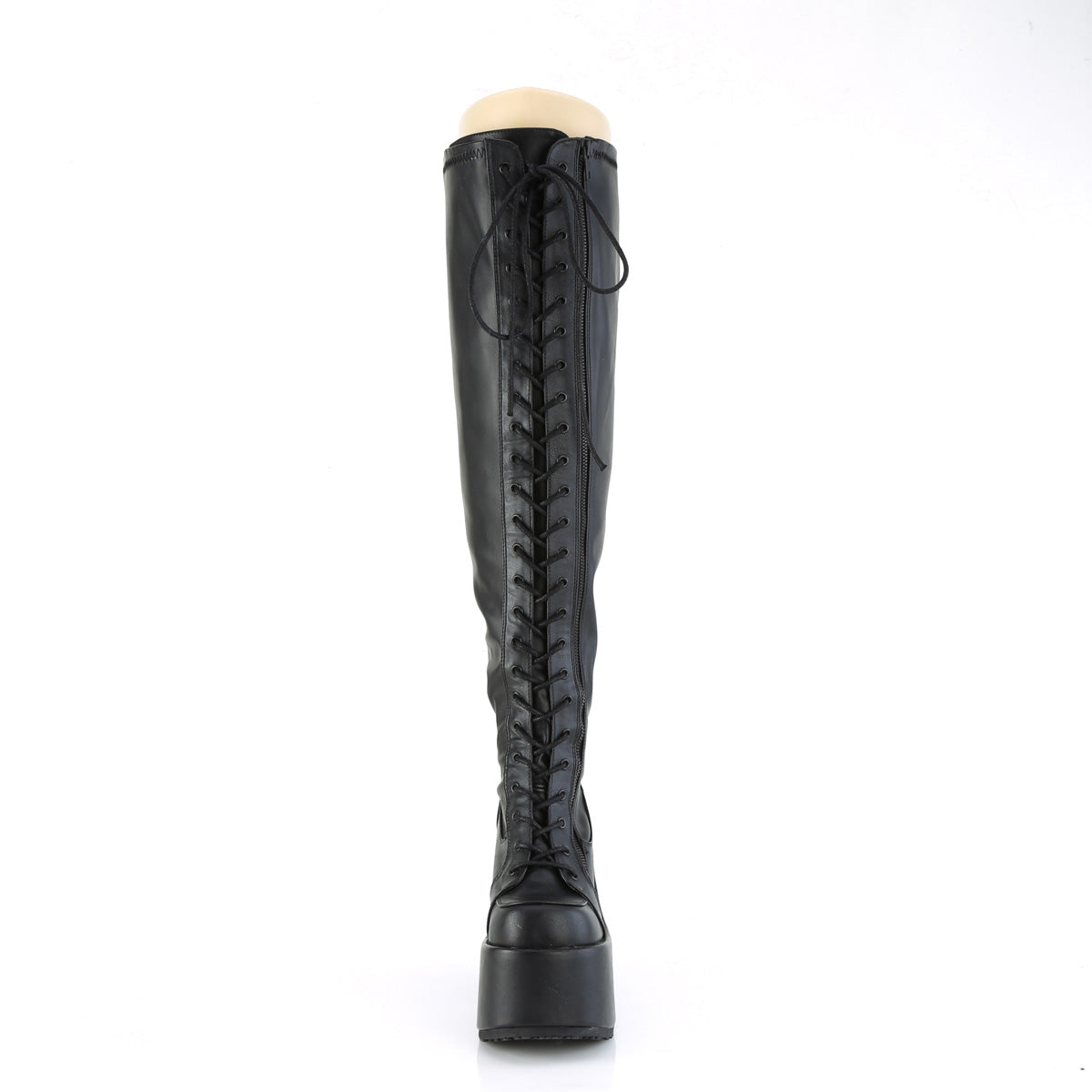 Demonia Cult Everyday - "Camel-300WC" Boots - Black Stretch Vegan Leather