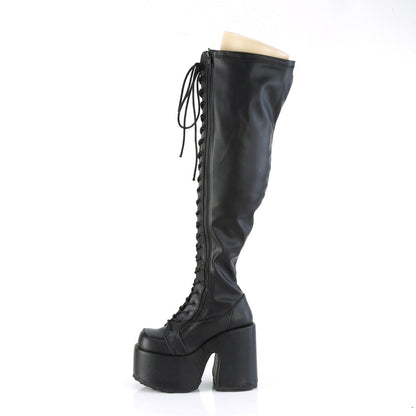 Demonia Cult Everyday - "Camel-300WC" Boots - Black Stretch Vegan Leather