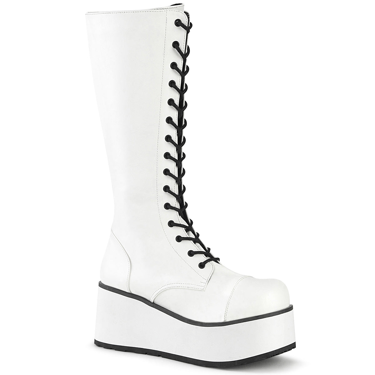 Demonia Cult Essential - "Trashville-502" Boots - White Vegan Leather