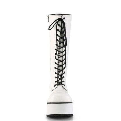 Demonia Cult Essential - "Trashville-502" Boots - White Vegan Leather