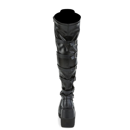 Demonia Cult Latest - "Shaker-350" Boots - Black Vegan Leather-Stretch