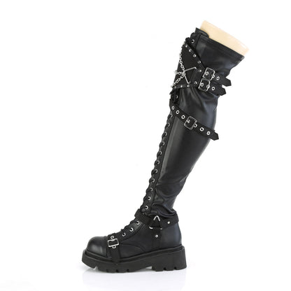 Demonia Cult Premium - "Renegade-320" Boots - Black Stretch Vegan Leather