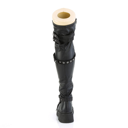 Demonia Cult Premium - "Renegade-320" Boots - Black Stretch Vegan Leather