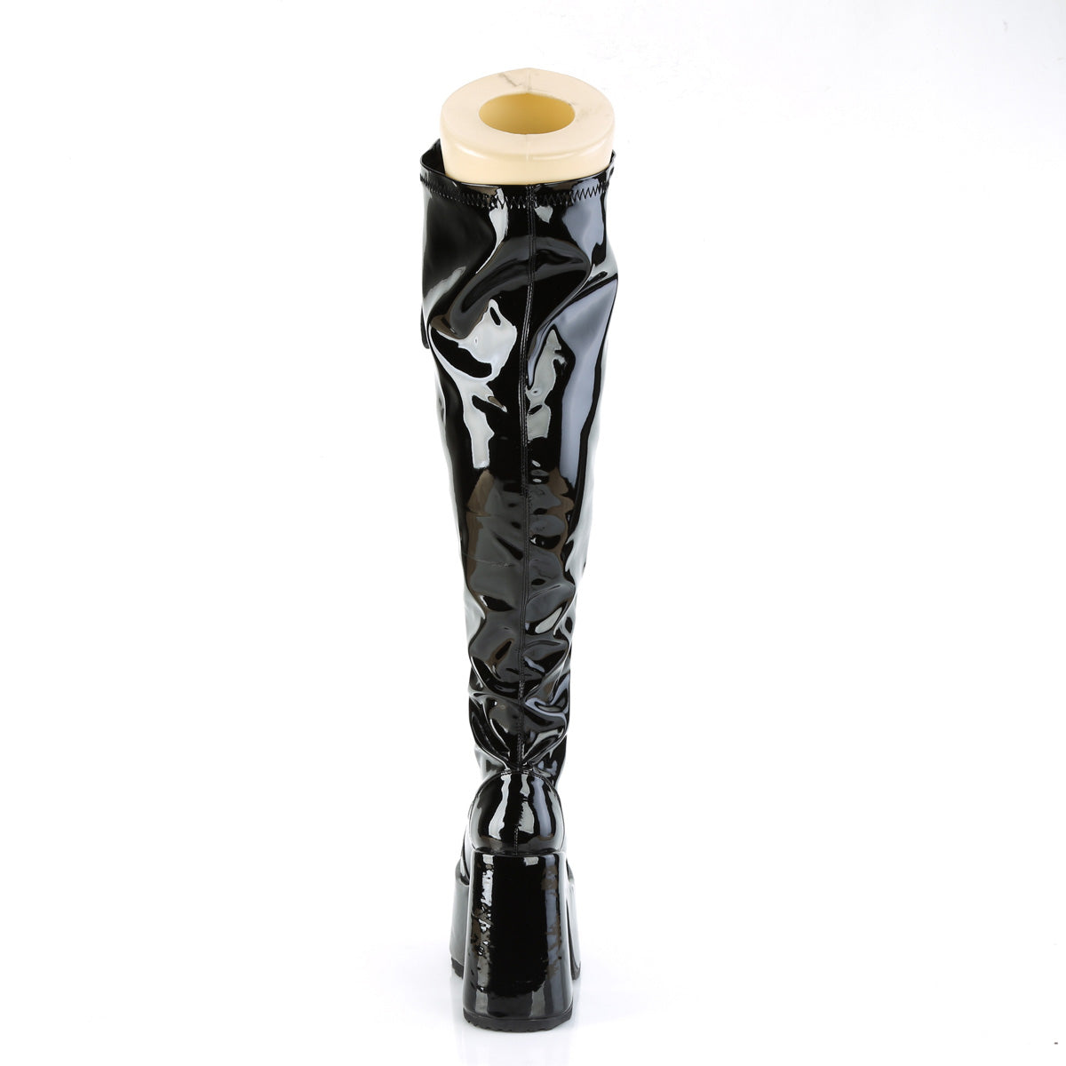 Demonia Cult New - "Camel-300WC" Boots - Black Stretch Patent