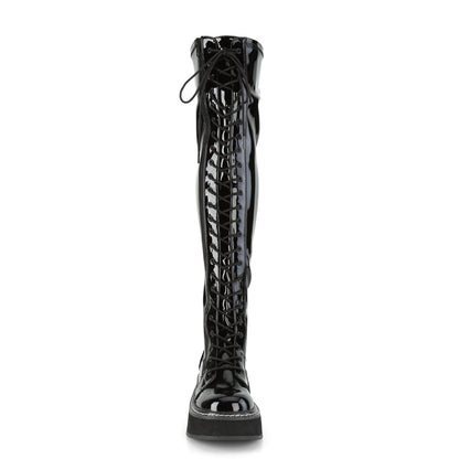 Demonia Cult Essential - "Emily-375" Boots - Black Patent