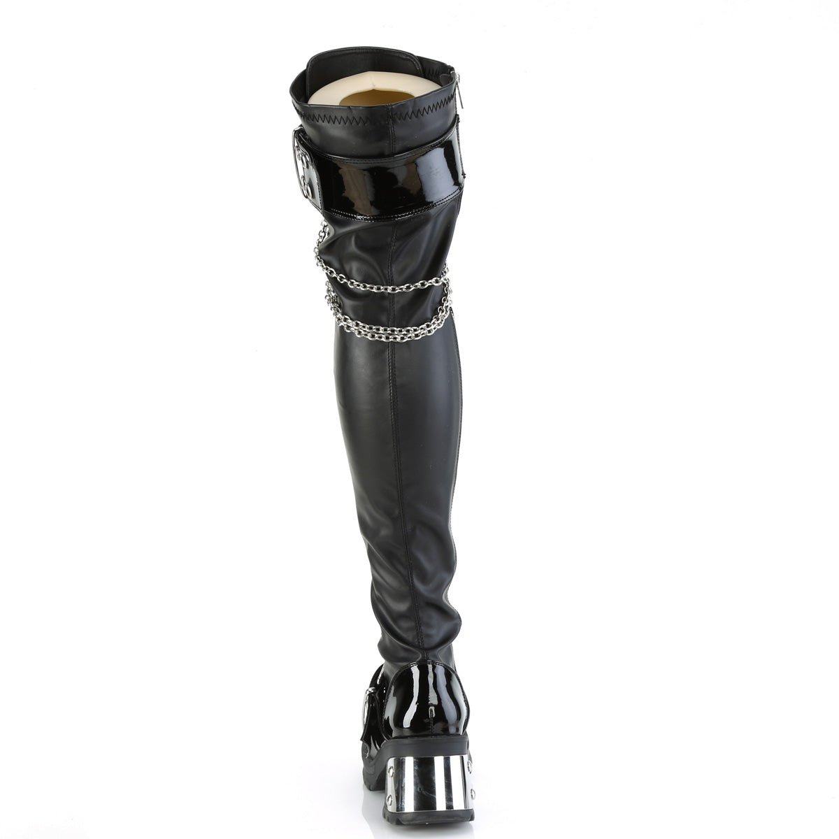 Demonia Cult Trusted - "Bratty-304" Boots - Black Stretch Vegan Leather