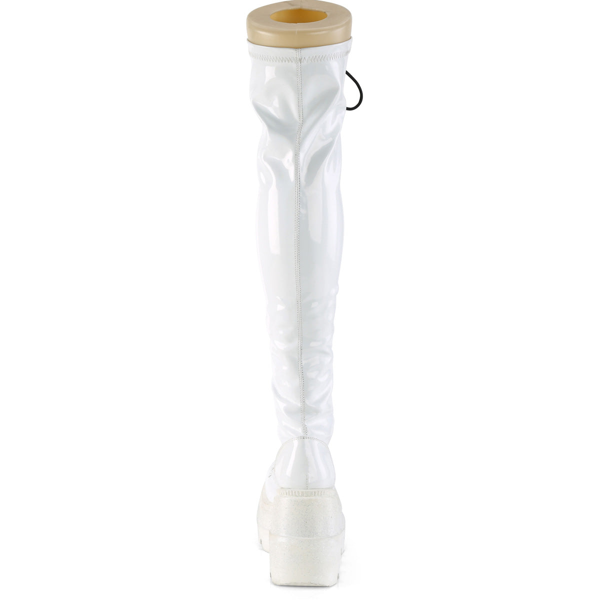 Demonia Cult Sale - "Shaker-374" Boots - White Hologram Stretch Patent