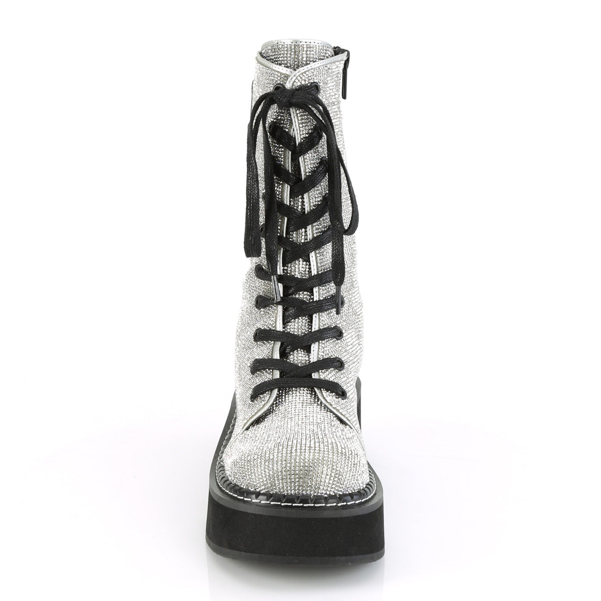 Demonia Cult Hot Sale - "Emily-362" Boots - Silver Vegan Leather-Rhinstone